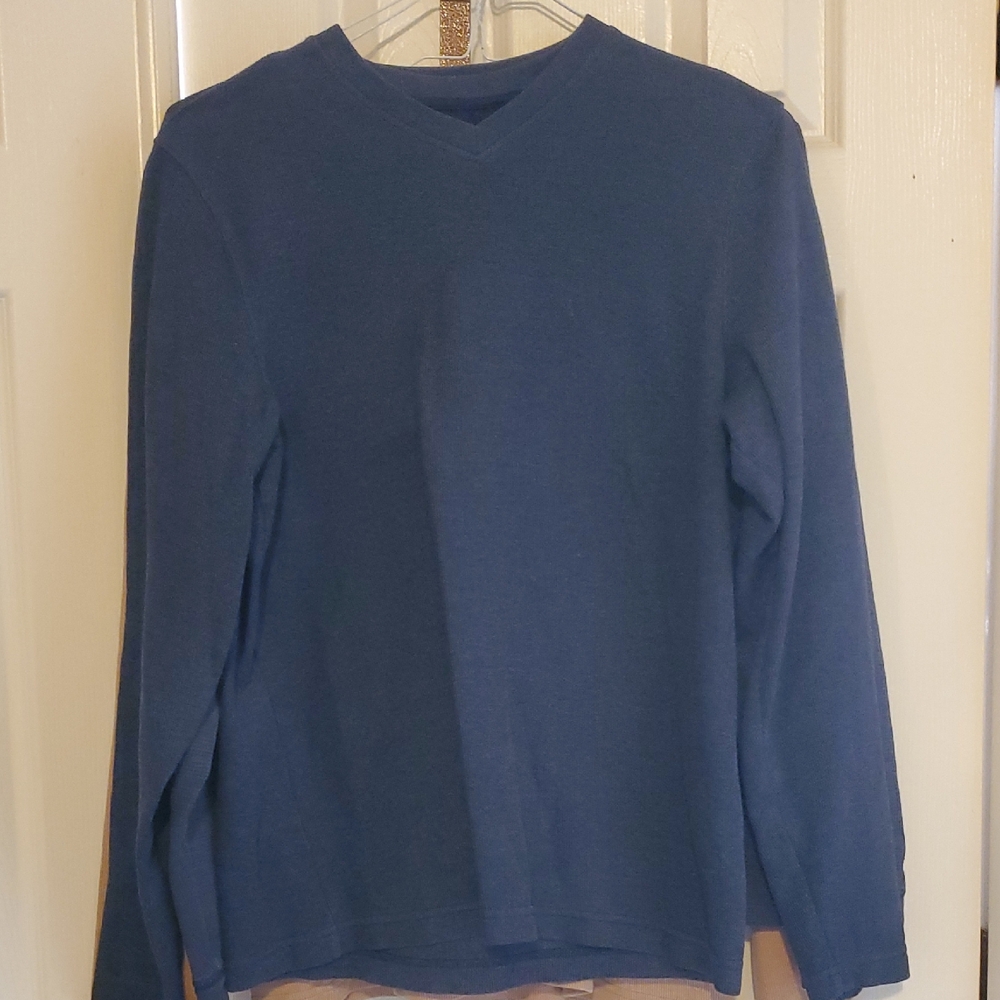 Faded Glory Men's Navy V-Neck And Crew Neck Long Sleeve Top